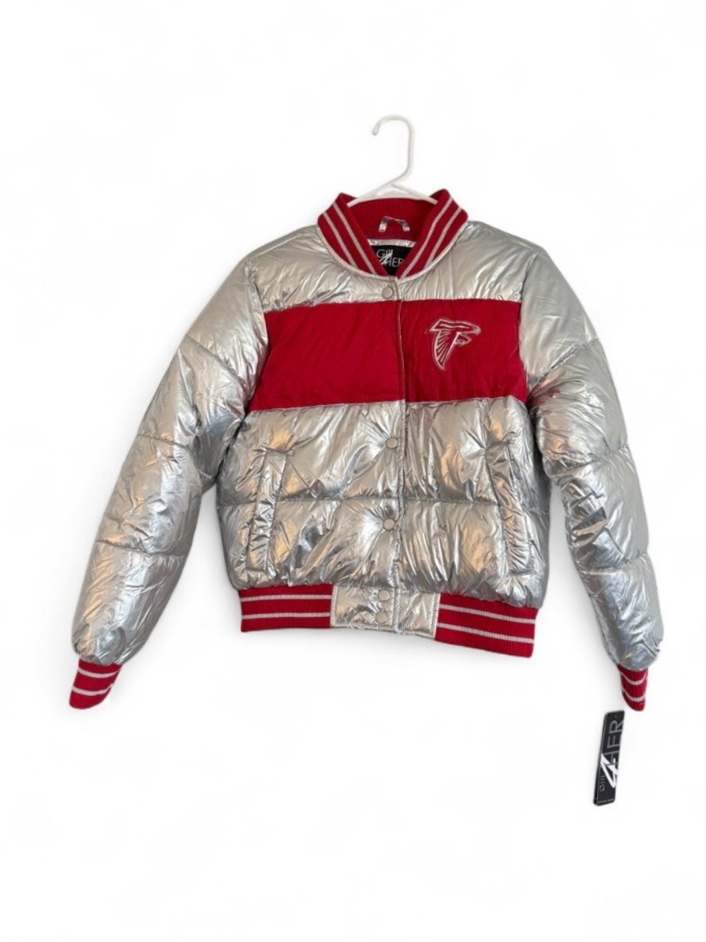 NWT G 4Her NFL Atlanta Falcons Metallic Puffer Jacket Women’s Small $110 MSRP